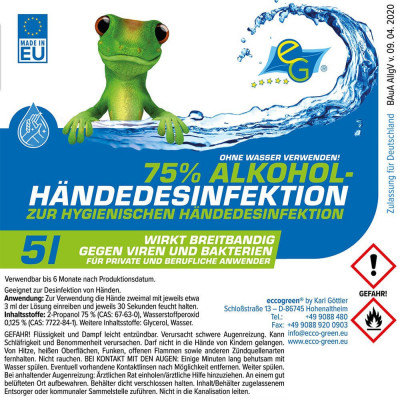 Händedesinfektion 75% Alk. – 250ml, nachfüllbar Händedesinfektion 75% Alk. – 250ml, nachfüllbar
